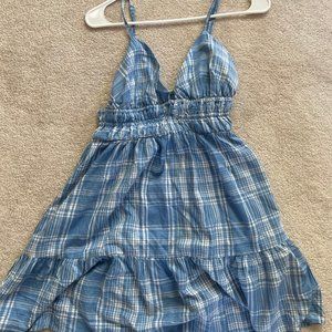 Plaid V-Neck Babydoll Dress